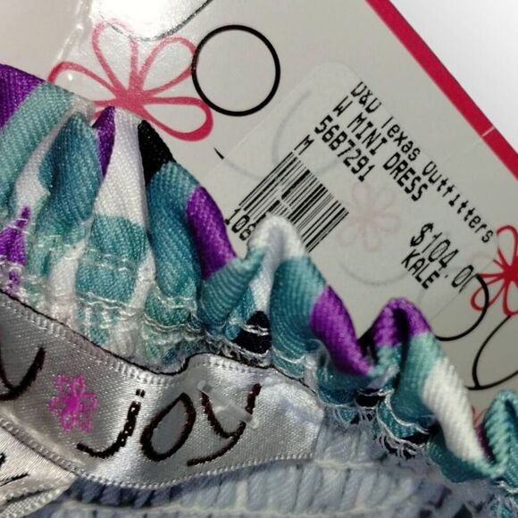 Joy Joy Womens Sundress Sz Medium Fit Flare Blue Purple Knit Stappy Coastal 56B7 - Picture 8 of 13